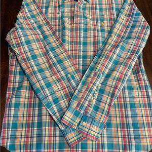Ralph Lauren Men's Blue and Red Plaid Shirt